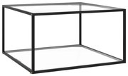 vidaXL Salontafel met gehard glas 90x90x50 cm zwart