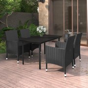 vidaXL 5-delige Tuinset met kussens poly rattan en glas