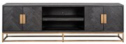 Richmond Interiors Blackbone Brass Zwart Visgraat Tv-meubel Messing 200 Cm - 200x42.5x60cm.