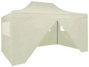 vidaXL Partytent met 4 zijwanden inklapbaar 3x4 m staal crème