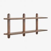 Wandplank In Hout Veleta Donker Acaciabruin & ↔︎ 130 Cm & 2 Schappen - Sklum