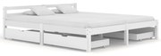 vidaXL Bedframe met 4 lades massief grenenhout wit 160x200 cm