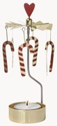Kerst waxinelichthouder Polkagris, draaibaar