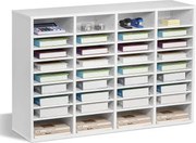 VEVOR Literatuur Organizer Documentenbak met 36 vakken en verstelbare planken, Bestandssorteerder Brievenbak Documentenopslag Gemaakt van spaanplaat en MDF, Opbergruimte voor Kantoor Klaslokaal Wit