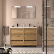 Muebles Resh badmeubel 120cm met 6 lades en wastafel warm eiken