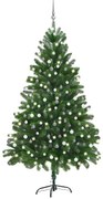 vidaXL Kunstkerstboom met LED's en kerstballen 210 cm groen