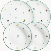 Handgemaakte dinerset Streublumen, 4-delig