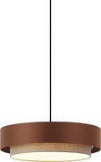 Moderne hanglamp donker brons met taupe 50cm 3-lichts - Drum Duo