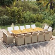 vidaXL 15-delige Tuinset met kussens poly rattan beige