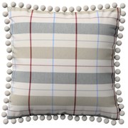 Dekoria Kussenhoes Wera met pompons, beige-dunkelblauw-rood 45 x 45 cm