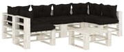 vidaXL 7-delige Loungeset met zwarte kussens pallet hout