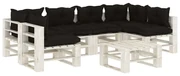 vidaXL 7-delige Loungeset met zwarte kussens pallet hout