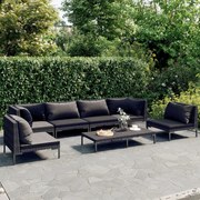 vidaXL 7-delige Loungeset met kussens poly rattan donkergrijs