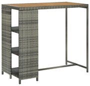 vidaXL Bartafel met opbergrek 120x60x110 cm poly rattan grijs