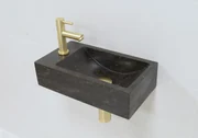 Lambini Designs Recto links natuursteen fonteinset met gouden kraan en toebehoren