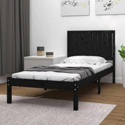 vidaXL Bedframe massief grenenhout zwart 90x200 cm