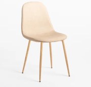 Gestoffeerde Eetkamerstoel Glamm Natuurlijk Hout & Kunstleren Beige – Crème & Polipiel - Sklum