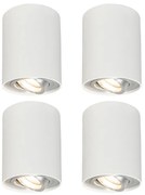 Set van 4 Spot / Opbouwspot / Plafondspots wit draai- en kantelbaar - Rondoo up Design, Modern GU10 Binnenverlichting Lamp