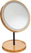 Atmosphera elegante spiegel - LED verlichting - Bamboe frame - Draaibaar - 19 x 31 cm - Oplaadbaar