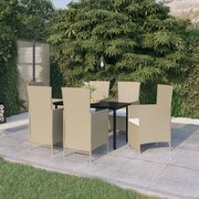 vidaXL 7-delige Tuinset met kussens beige