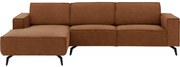 Goossens Hoekbank Hercules bruin, microvezel, 3-zits, modern design met chaise longue links