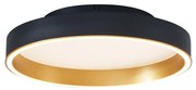Design plafondlamp zwart met goud 40cm incl. LED 3-way switch - Ingo