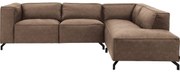 Goossens Bank Calvin bruin, micro leer, 2,5-zits, modern design met ligelement rechts