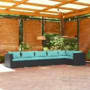 vidaXL 6-delige Loungeset met kussens poly rattan zwart