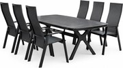 Vespera Nancy dining tuinset 220x100xH74 cm 7 delig verstelbaar antraciet