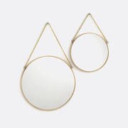 Set van 2 ronde spiegels, messing of zwart, Uyova