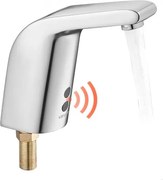 VEVOR Aanraakloze wastafelkraan (verchroomd zilver) Automatische badkamerwastafelkraan Toiletkraan voor koud water met één gat Batterijgevoede kraan Sensorkraan