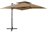 vidaXL Zweefparasol met dubbel dak 250x250 cm taupe