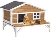 VEVOR Buitenkattenhuis, Kattenhut met Schuimisolatie, Houten Onderkomen met Groot Platform, Winterbestendig &amp; Geïsoleerd, Kattenhol voor Binnen- &amp; Buitenkatten in de Winter 1105x853x787 mm