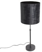 Tafellamp zwart velours kap zwart 25 cm verstelbaar - Parte Modern E27 cilinder / rond Binnenverlichting Lamp