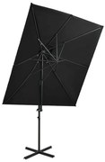 vidaXL Zweefparasol met dubbel dak 250x250 cm zwart