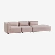 Fogler 3-delige Modulaire Hoekbank Met Chaise Longue Rechts Corduroy Roze Wijn - Sklum