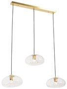 Eettafel / Eetkamer Hanglamp goud met glas langwerpig 3-lichts - Ayesha Art Deco E27 Binnenverlichting Lamp