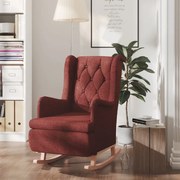 vidaXL Fauteuil met massief rubberwood schommelpoten stof wijnrood