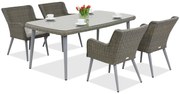 Exclusieve dining tuinset van kunststof rotan Córdoba voor 4 personen Garden Point grijs