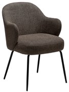 Dan-Form Bae Luxe Eetkamerstoel Met Armleuningen Zwart Boucle