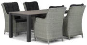 Tuinset 4 personen 180 cm Wicker Grijs Garden Collections Buckingham/Valley