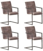 vidaXL Eetkamerstoelen 4 st echt leer bruin