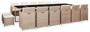 vidaXL 17-delige Tuinset met kussens poly rattan beige