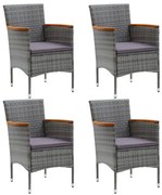 vidaXL Tuinstoelen 4 st poly rattan grijs