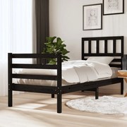 vidaXL Bedframe massief hout zwart 75x190 cm 2FT6 small single