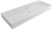 Plieger Kansas wastafel met 2 kraangaten met overloop 120x46.6cm mat wit