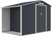 Metalen tuinhuisje Skagen met houtopslag 2.8 x 1.9 m Store Boss antraciet