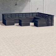 vidaXL 11-delige Loungeset pallet massief grenenhout donkergrijs