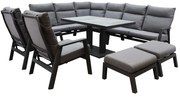 Pacific hoek dining loungeset 9 delig aluminium verstelbaar