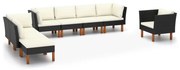 vidaXL 8-delige Loungeset poly rattan en eucalyptushout zwart